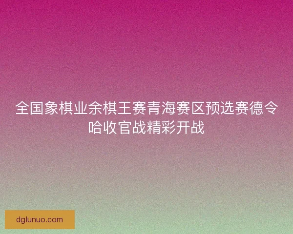 全国象棋业余棋王赛青海赛区预选赛德令哈收官战精彩开战