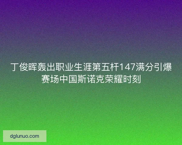 丁俊晖轰出职业生涯第五杆147满分引爆赛场中国斯诺克荣耀时刻